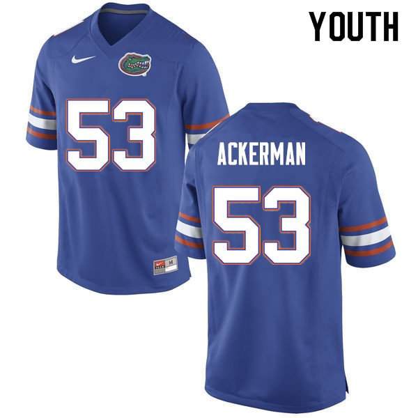 NCAA Florida Gators Brendan Ackerman Youth #53 Nike Blue Stitched Authentic College Football Jersey HYX5664YV